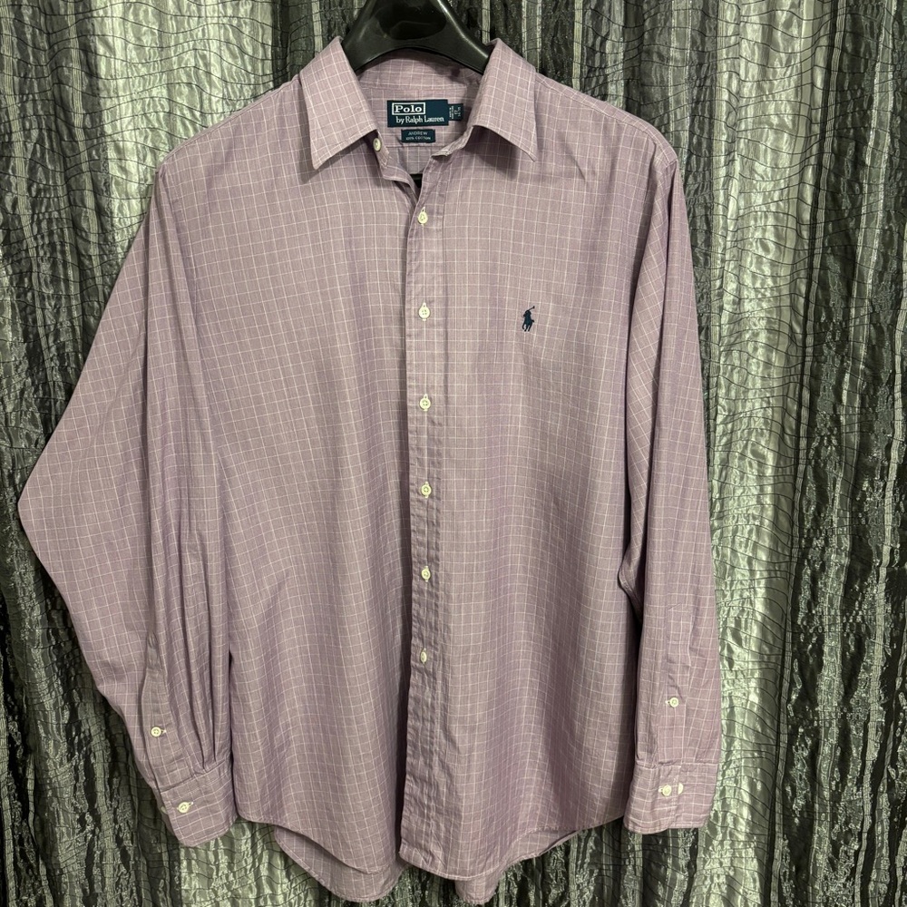 Polo by Ralph Lauren Men's Purple Checkered Dress Shirt N1